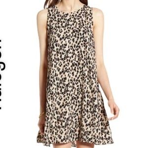 Halogen Cheetah Print High Neck Sleeveless Shift Dress